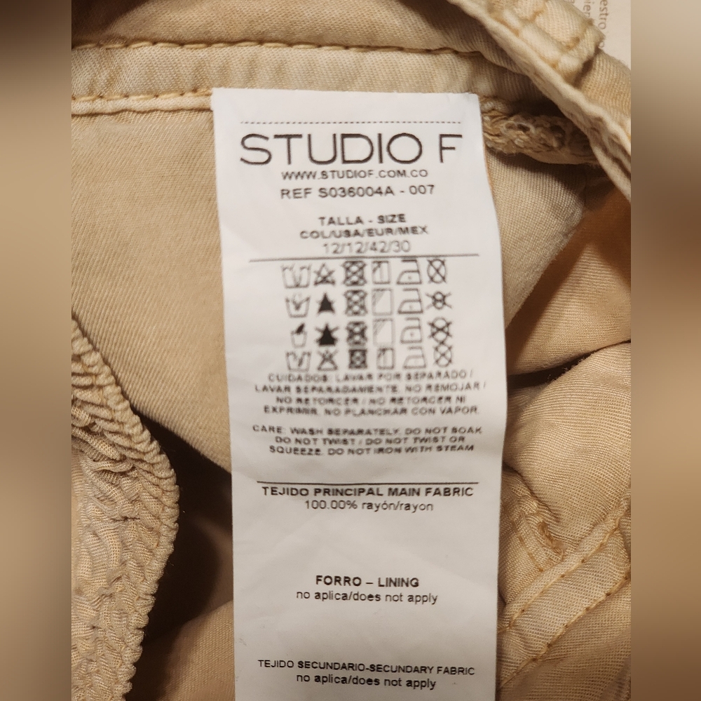 NWT Studio F Maxi Utility Cargo Tan Skirt Size 12 - Picture 12 of 14